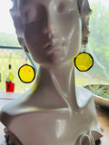 1.25” Upcycled Yellow Circle Earrings