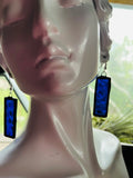 1.5” Hammered Cobalt Rectangle Earrings