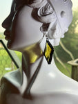 1” Square Upcycled Jasmine Yellow Stained Glass Earrings