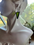 1” Triangle Olive Green Glass Earrings