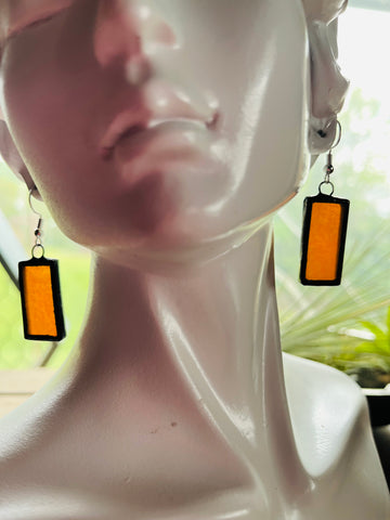 Wispy Orange 1” Rectangle   Earrings