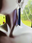 2” Rectangle Iridescent Lavender Stained Glass Earrings