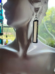 Upcycled Pale Peach 2” Rectangle Earrings