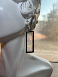 1.5”  Iridescent Clear Florentine Glass Rectangle Earrings