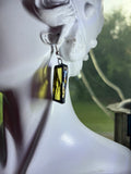 1” Rectangle Upcycled Jasmine Yellow Stained Glass Earrings