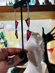 3” Fuscia Pink Stained Glass Chain Drop Earrings