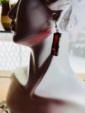 Vintage Red Waterglass 1” Rectangle  Earrings