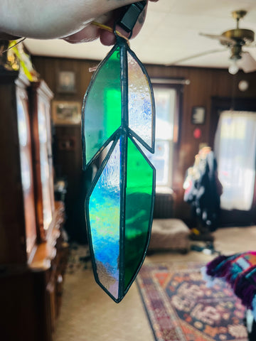 Green Feather Suncatcher