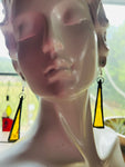 2” Upcycled Yellow Skinny Triangle  Earrings