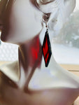 Vintage Red Waterglass 2” Rhombus  Earrings