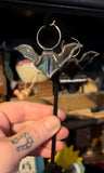 Iridescent Black Stained Glass Bat Earrings