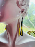 2” Upcycled Yellow Skinny Triangle  Earrings