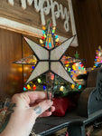 Upcycled Opalescent White North Star Suncatcher