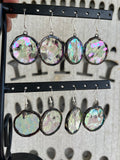 Upcycled Iridescent Clear Circle Earrings