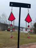 Red Stained Glass Kites with Heart Dangles